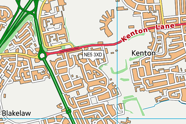 NE5 3XD map - OS VectorMap District (Ordnance Survey)