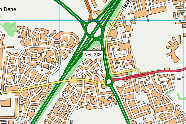 NE5 3XF map - OS VectorMap District (Ordnance Survey)