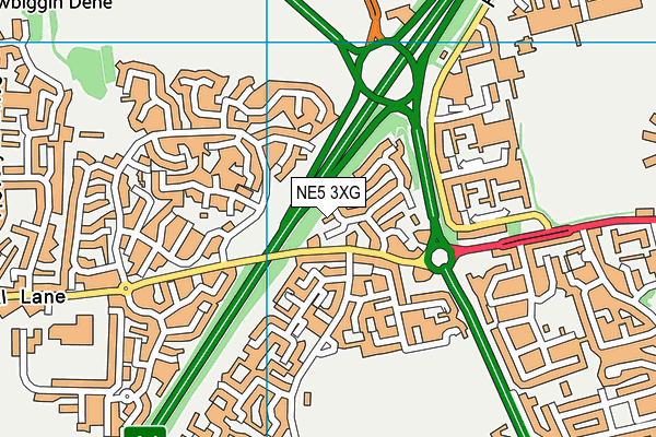 NE5 3XG map - OS VectorMap District (Ordnance Survey)