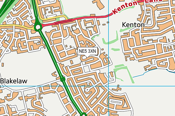 NE5 3XN map - OS VectorMap District (Ordnance Survey)