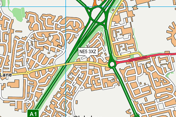 NE5 3XZ map - OS VectorMap District (Ordnance Survey)