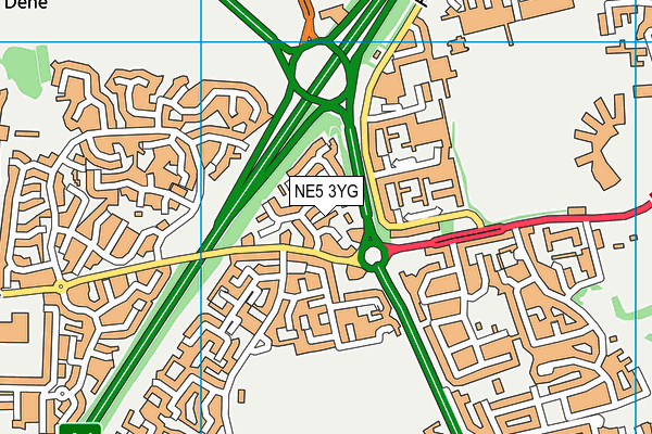 NE5 3YG map - OS VectorMap District (Ordnance Survey)