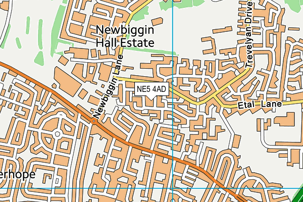 NE5 4AD map - OS VectorMap District (Ordnance Survey)