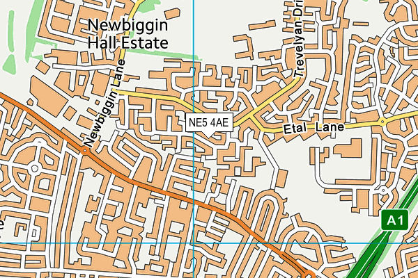 NE5 4AE map - OS VectorMap District (Ordnance Survey)