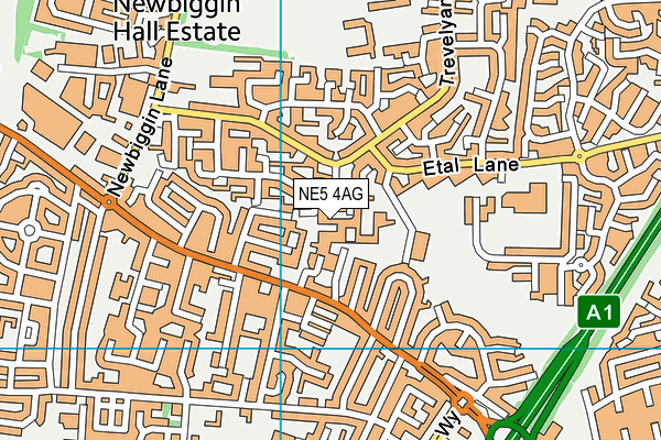 NE5 4AG map - OS VectorMap District (Ordnance Survey)