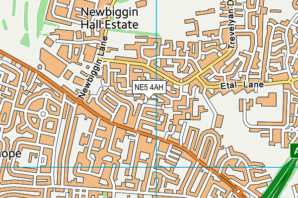NE5 4AH map - OS VectorMap District (Ordnance Survey)