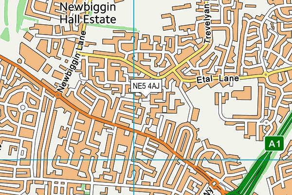 NE5 4AJ map - OS VectorMap District (Ordnance Survey)