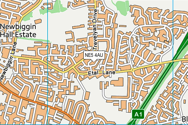 NE5 4AU map - OS VectorMap District (Ordnance Survey)