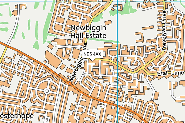 NE5 4AX map - OS VectorMap District (Ordnance Survey)