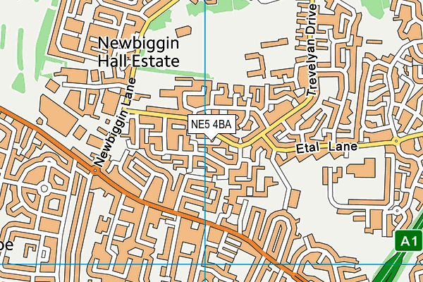 NE5 4BA map - OS VectorMap District (Ordnance Survey)