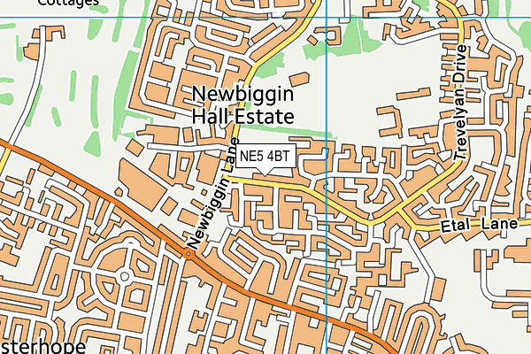NE5 4BT map - OS VectorMap District (Ordnance Survey)