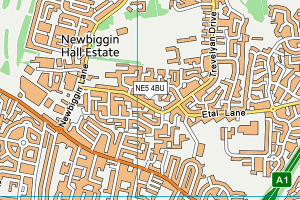 NE5 4BU map - OS VectorMap District (Ordnance Survey)