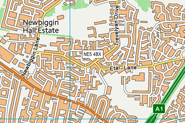 NE5 4BX map - OS VectorMap District (Ordnance Survey)