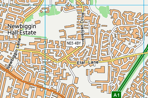 NE5 4BY map - OS VectorMap District (Ordnance Survey)