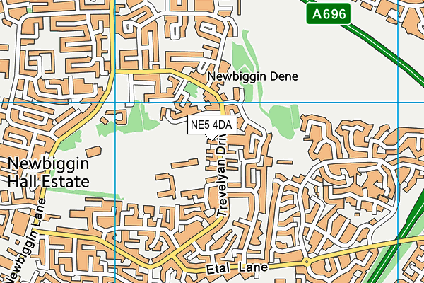NE5 4DA map - OS VectorMap District (Ordnance Survey)