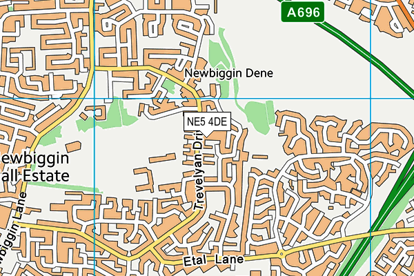 NE5 4DE map - OS VectorMap District (Ordnance Survey)
