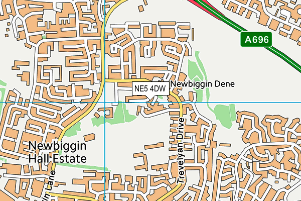 NE5 4DW map - OS VectorMap District (Ordnance Survey)