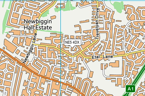 NE5 4DX map - OS VectorMap District (Ordnance Survey)