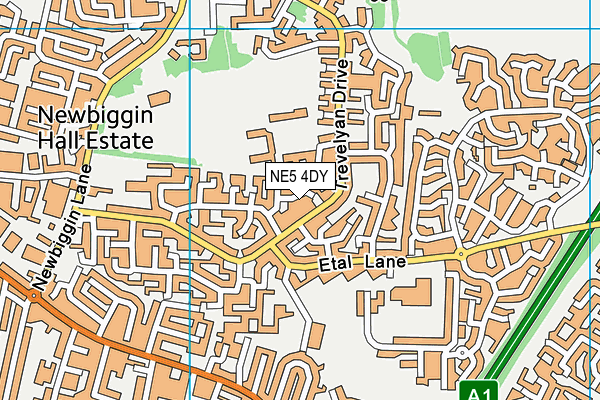 NE5 4DY map - OS VectorMap District (Ordnance Survey)