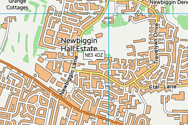 NE5 4DZ map - OS VectorMap District (Ordnance Survey)