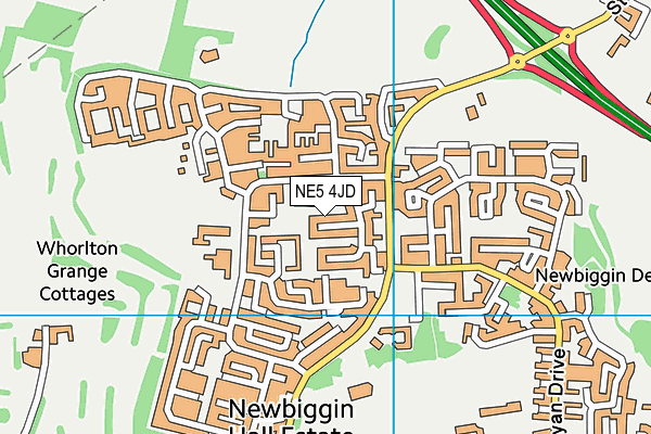 NE5 4JD map - OS VectorMap District (Ordnance Survey)