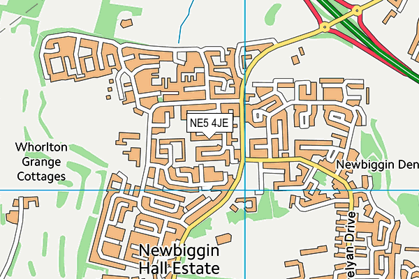 NE5 4JE map - OS VectorMap District (Ordnance Survey)
