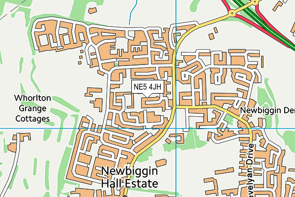 NE5 4JH map - OS VectorMap District (Ordnance Survey)