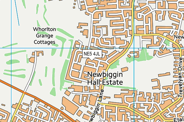 NE5 4JL map - OS VectorMap District (Ordnance Survey)