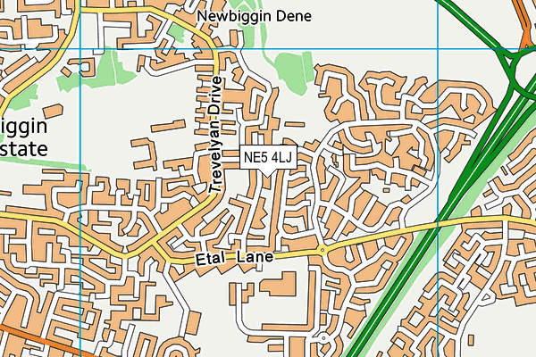 NE5 4LJ map - OS VectorMap District (Ordnance Survey)