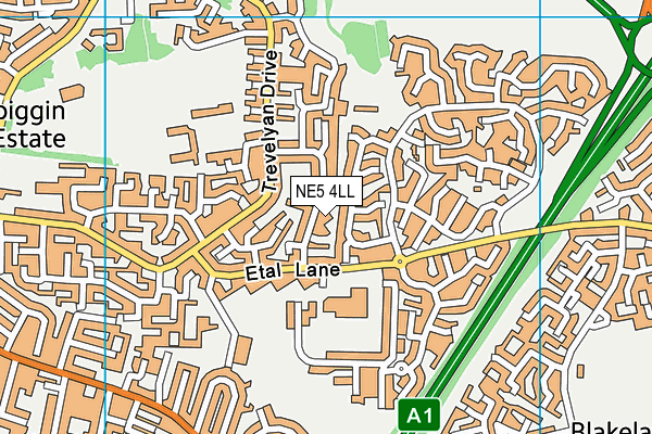 NE5 4LL map - OS VectorMap District (Ordnance Survey)