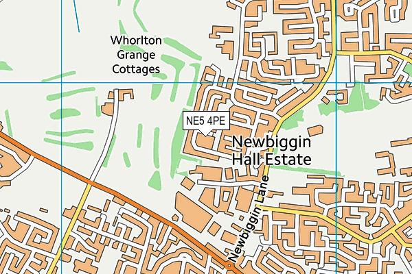 NE5 4PE map - OS VectorMap District (Ordnance Survey)