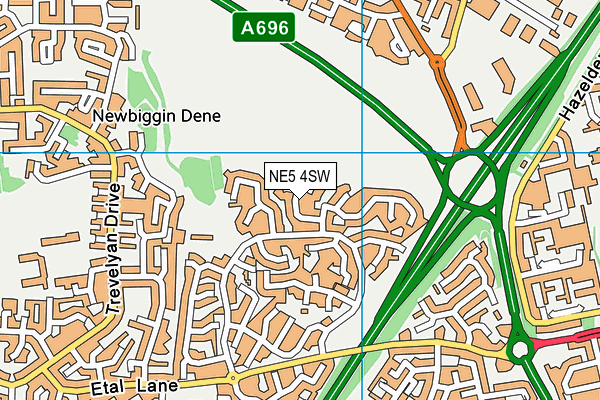 NE5 4SW map - OS VectorMap District (Ordnance Survey)