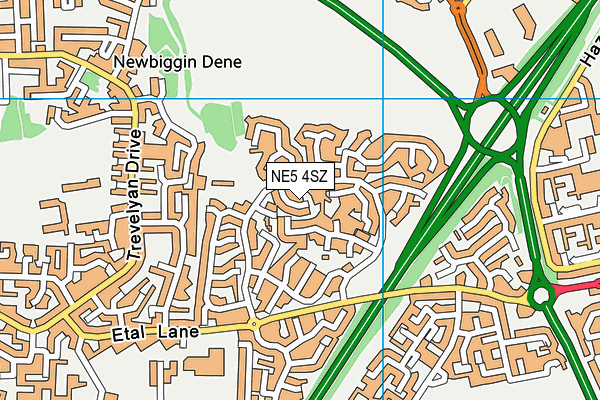 NE5 4SZ map - OS VectorMap District (Ordnance Survey)