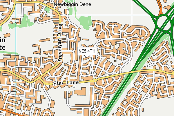 NE5 4TH map - OS VectorMap District (Ordnance Survey)