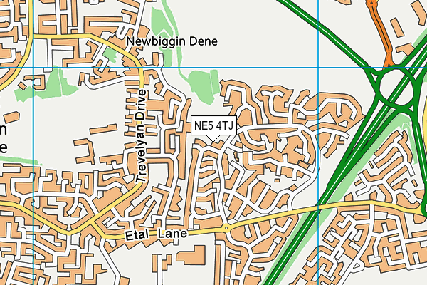 NE5 4TJ map - OS VectorMap District (Ordnance Survey)