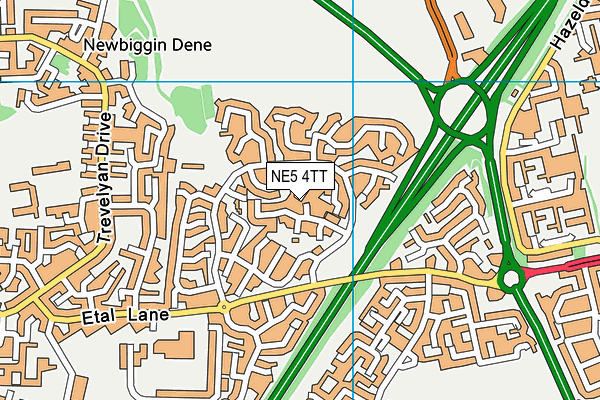 NE5 4TT map - OS VectorMap District (Ordnance Survey)