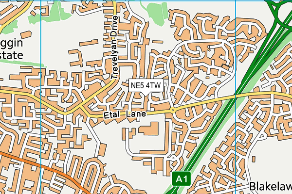 NE5 4TW map - OS VectorMap District (Ordnance Survey)
