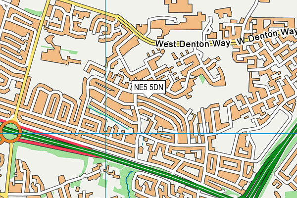 NE5 5DN map - OS VectorMap District (Ordnance Survey)