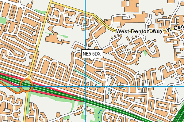 NE5 5DX map - OS VectorMap District (Ordnance Survey)