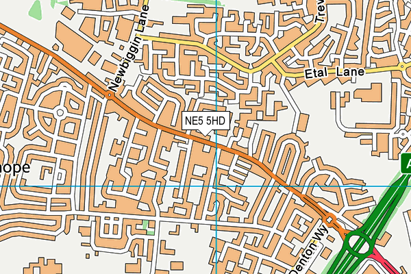 NE5 5HD map - OS VectorMap District (Ordnance Survey)