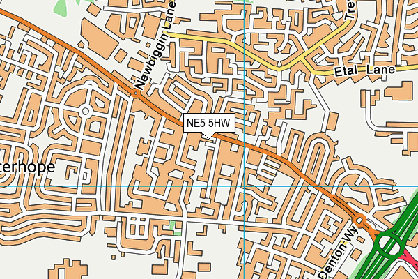 NE5 5HW map - OS VectorMap District (Ordnance Survey)