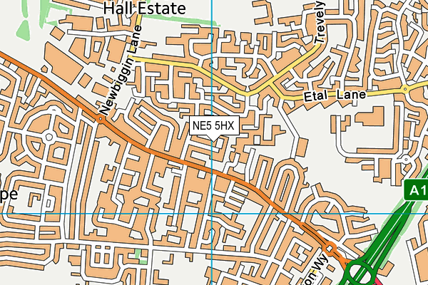 NE5 5HX map - OS VectorMap District (Ordnance Survey)