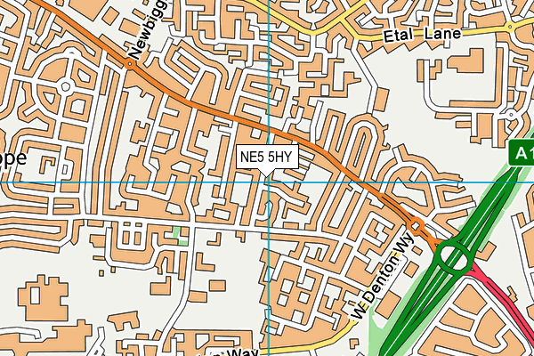 NE5 5HY map - OS VectorMap District (Ordnance Survey)