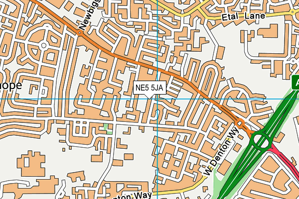 NE5 5JA map - OS VectorMap District (Ordnance Survey)