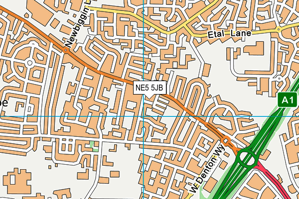 NE5 5JB map - OS VectorMap District (Ordnance Survey)