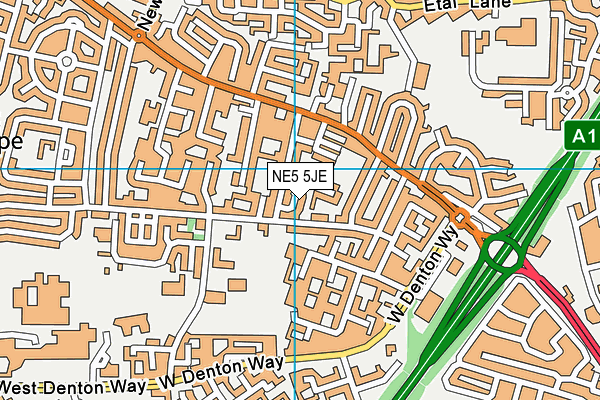 NE5 5JE map - OS VectorMap District (Ordnance Survey)