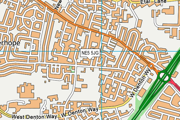 NE5 5JG map - OS VectorMap District (Ordnance Survey)