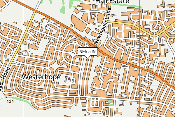 NE5 5JN map - OS VectorMap District (Ordnance Survey)