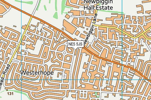 NE5 5JS map - OS VectorMap District (Ordnance Survey)