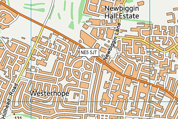 NE5 5JT map - OS VectorMap District (Ordnance Survey)